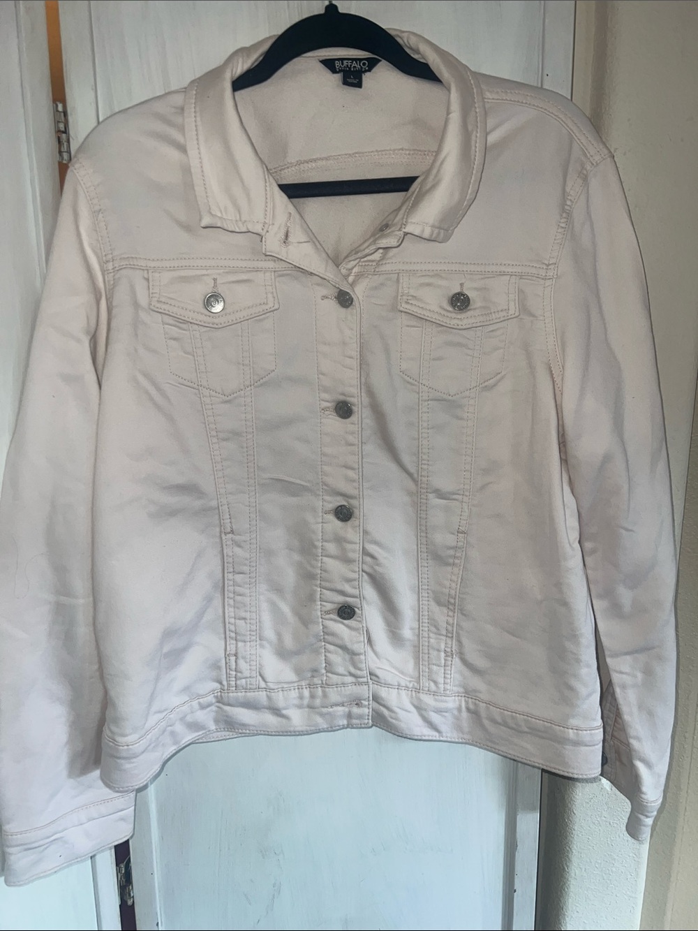 Buffalo David Bitton Pale Pink Denim Jacket - Button front sz L